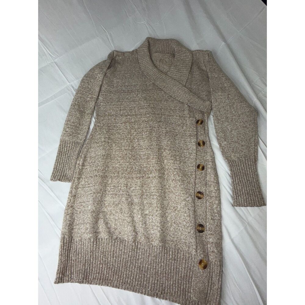 Taupe Shawl Collar Button Sweater Dress Perfect for Fall – Women’s XL